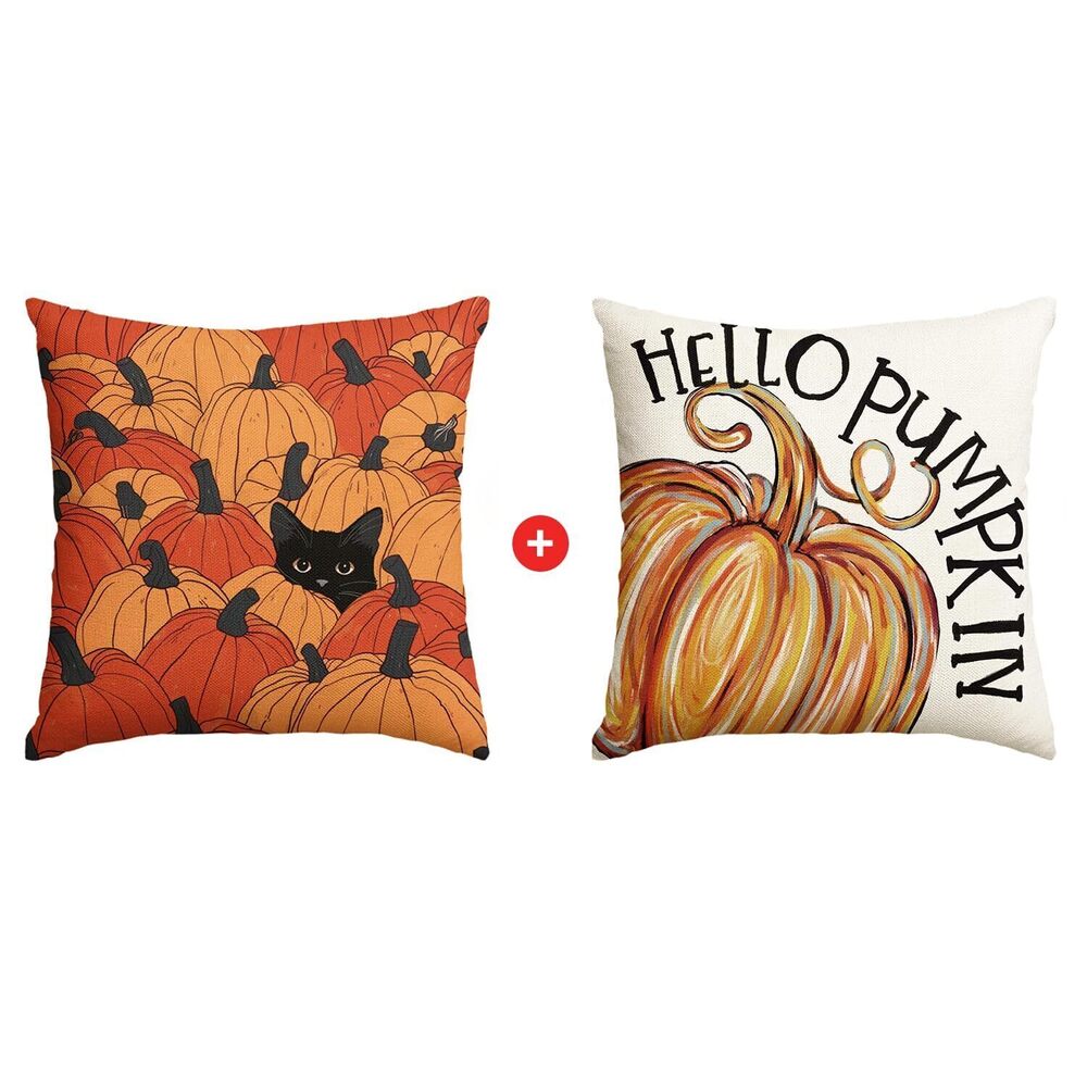 6682 Fall Pumpkin Throw Pillow Covers, 18 x 18 Inch Seasonal Thanksgiving